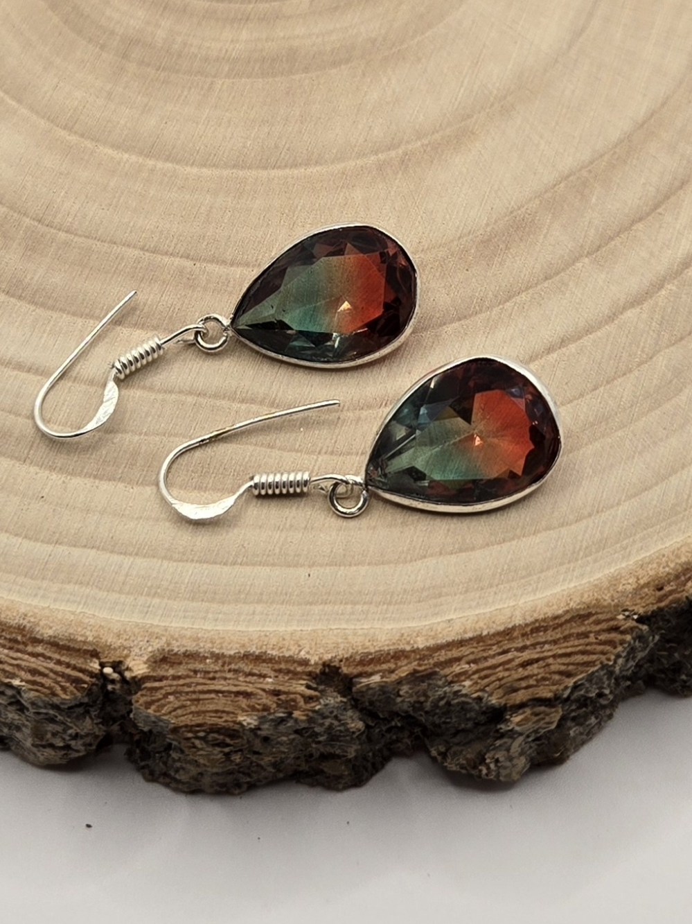 Handmade Bi-Color Tourmaline Drop Earrings ✨